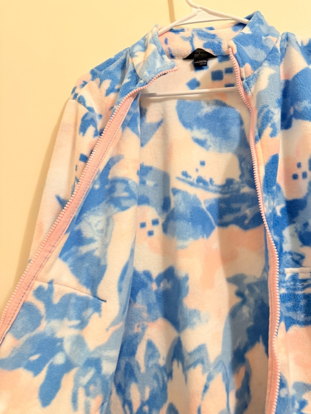 Eddie Bauer Kids Girls Fleece Jacket Size L (14/16) Blue Pink Floral Full Zip - Picture 13 of 14